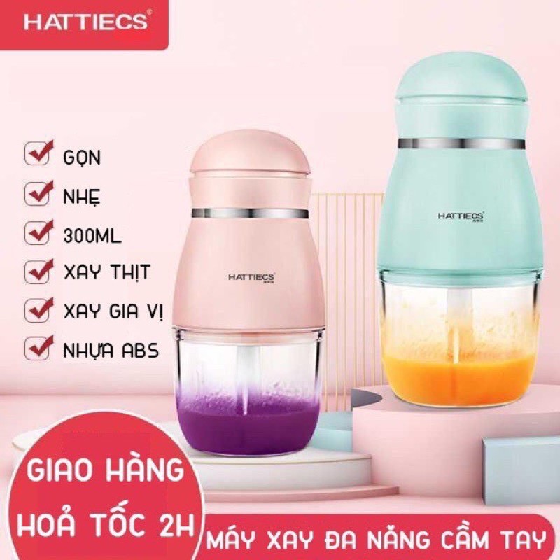 [ Hàng cực Hot ] Máy xay mini Hattiecs 6 lưỡi chuyên dùng xay thực phẩm cho bé ăn dặm