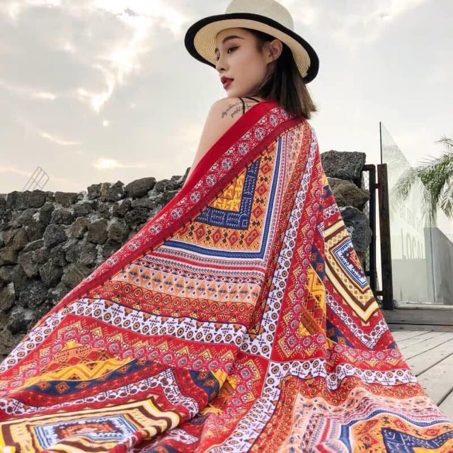 KHĂN BOHO du lịch Loại 1 - Khăn thổ cẩm hoạ tiết du lịch khăn choàng màu sắc