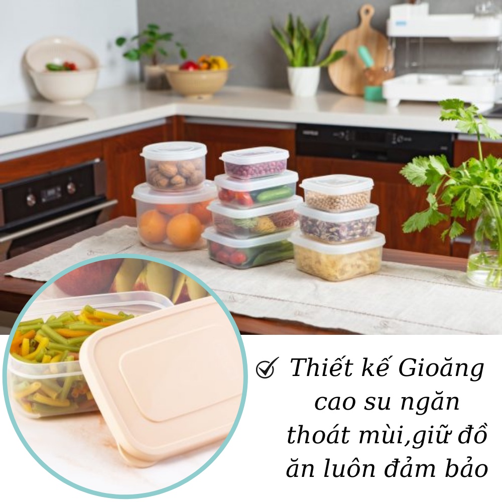 Hộp đựng thực phẩm trữ đông đựng cơm nhựa inochi trong tủ lạnh nhiều size có nắp kín khí