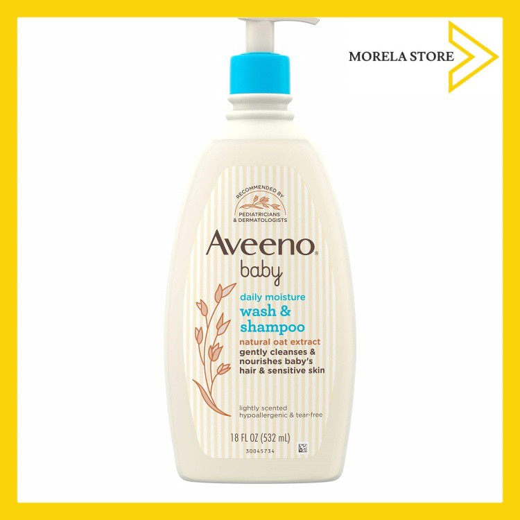 Sữa tắm gội cho bé da nhạy cảm Aveeno Baby Daily Moisture Gentle Bath Wash & Shampoo 532ml