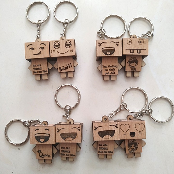 Combo 44 móc khóa người gỗ Danbo (Sỉ 9k)