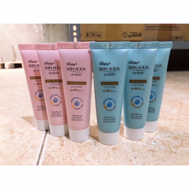 Sữa chống nắng dưỡng thể mát lạnh Sunplay Skin Aqua UV body coolong lotion hoặc trắng mịn 15g