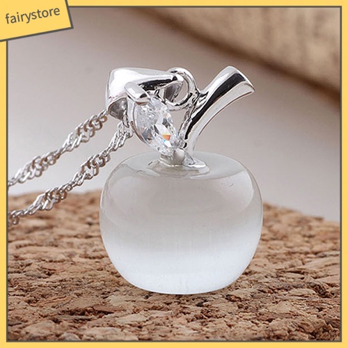 Mặt vòng cổ mạ bạc hình trái táo đính đá opal nhân tạo thời trang