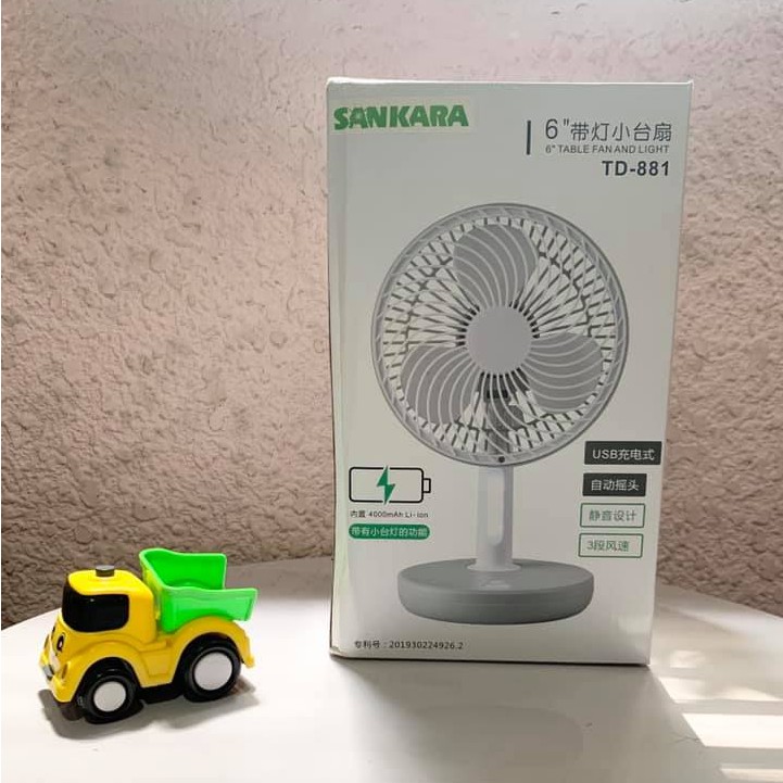 QUẠT TÍCH ĐIỆN SẠC KÈM ĐÈN SANKARA TD- 881 CÓ THỂ ĐẢO GIÓ | BigBuy360 - bigbuy360.vn