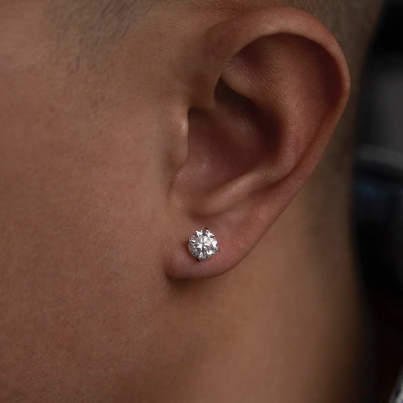 KHUYÊN NỤ CHUẨN BẠC S950 ĐÁ CZ 6A