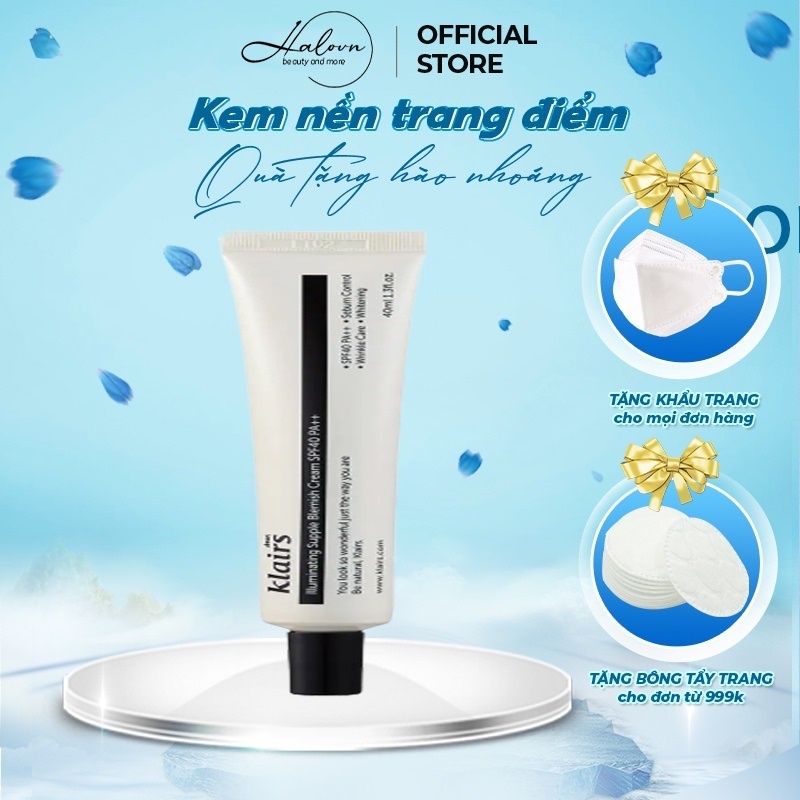 Kem nền trang điểm Dear, Klairs Illuminating Supple Blemish Cream giúp cấm ẩm và làm căng mịn làn da 40ml