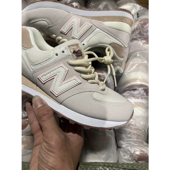 &gt;ẢH THẬT-HÀNG THẬT&lt; Giày sneaker N 574 nâu sữa vàng dành cho nữ