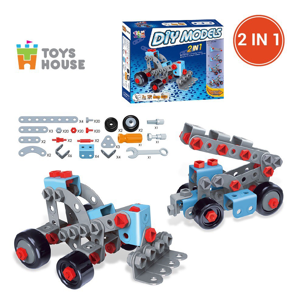 Đồ chơi phát triển kỹ năng cho bé - DIY MODELS lắp ghép mô hình 3D 2 trong 1 Toyshouse nhựa mềm