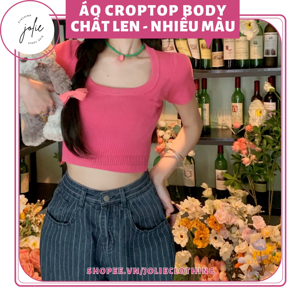 Áo thun nữ tay ngắn, áo croptop len tay ngắn, form ôm body, freesize co giãn tốt, nhiều màu