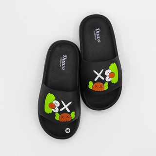 Dép nữ bánh mì bevis - quai ngang họa tiết hoạt hình siêu dễ thương - đế chất liệu EVA đúc thời trang BE162-1 (Đen)