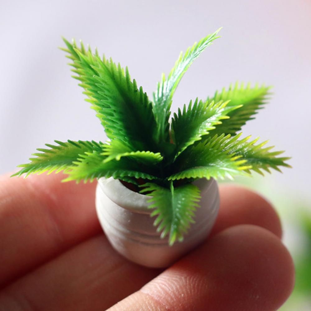 Chậu Cây Giả Mini Màu Xanh Lá Chất Lượng Cao Trang Trí Nội Thất Nhà Búp Bê