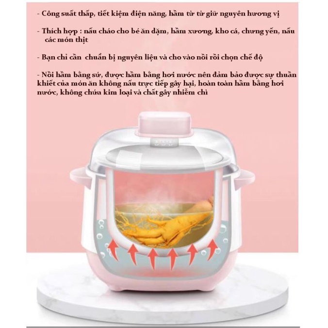Nồi Nấu Cháo Chậm SEKA, Nồi Ninh, Hầm, Hấp Cách Thủy 4 in 1, Nồi Đa Năng cho gia đình bảo hành 1 năm