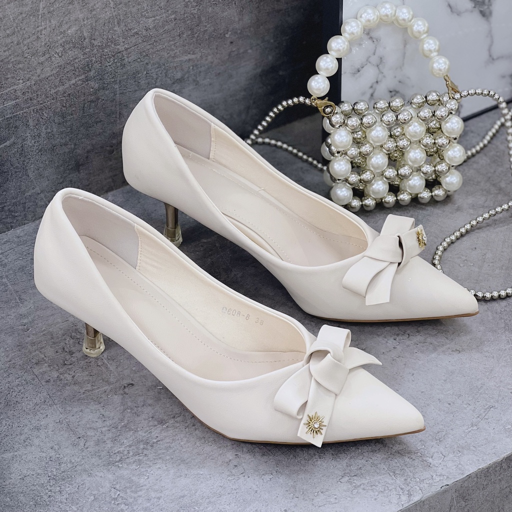 Min's Shoes - Giày Nơ Gót Nhọn Da Mềm Cao Cấp NC50