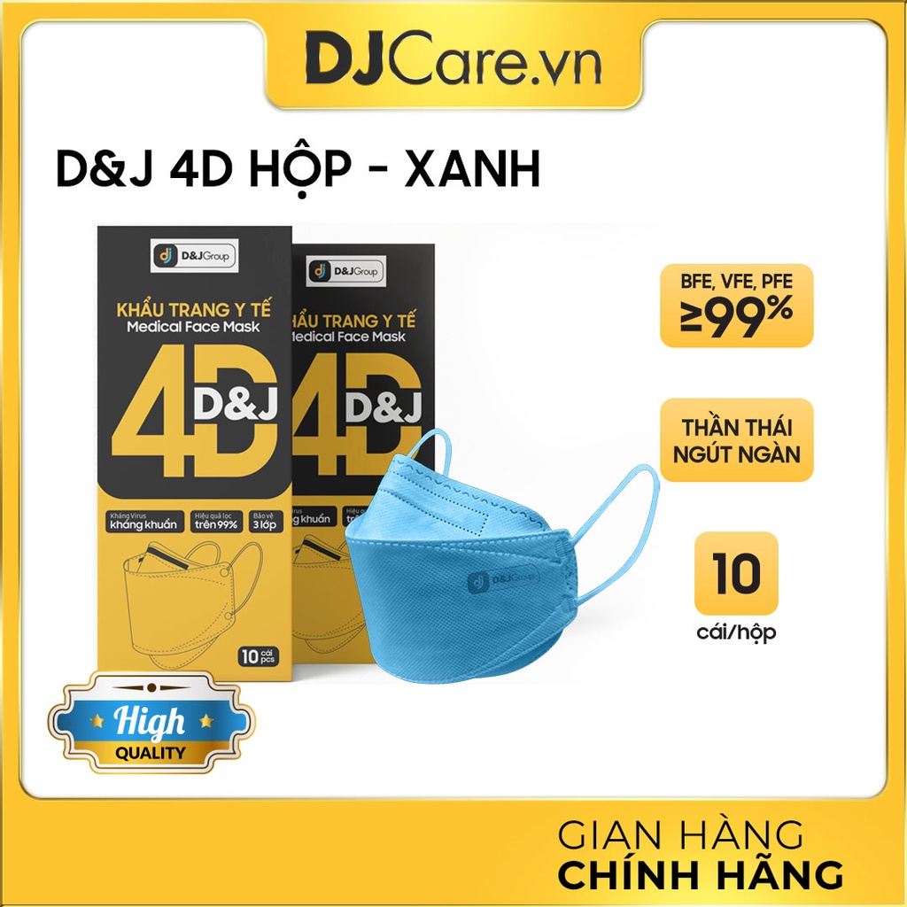 [HÀNG XUẤT KHẨU] Khẩu trang y tế D&J KF94 (4D) kháng khuẩn 99% (1 HỘP/10 CÁI) | BigBuy360 - bigbuy360.vn