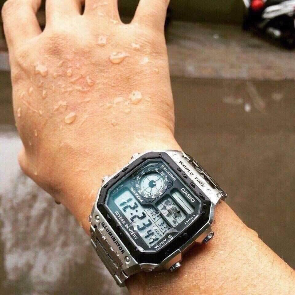 Đồng hồ nam to Casio AE1200 bản thép HYMA shop
