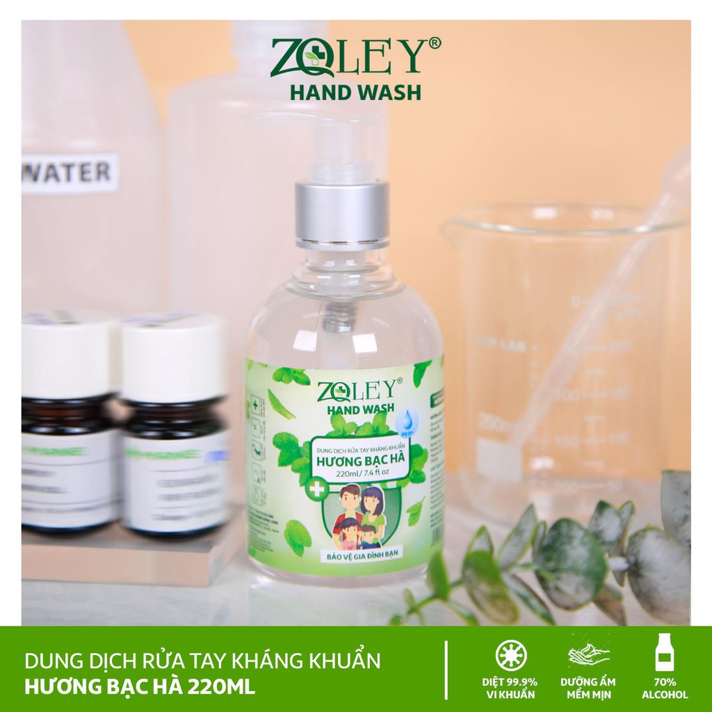 Nước Rửa Tay Khô Zoley Hương Bạc Hà Chai 220ml | BigBuy360 - bigbuy360.vn