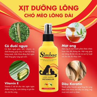 Dầu dưỡng lông Simbae chó mèo lông dài 150ml