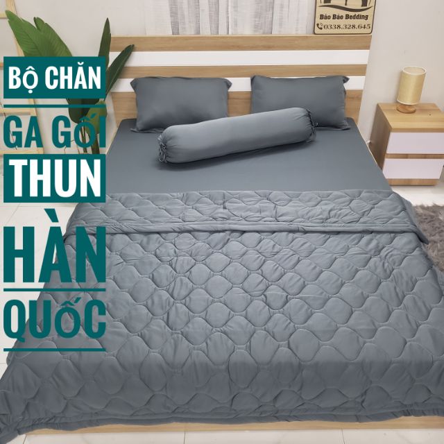 Bộ chăn ga gối thun trơn Hàn Quốc (5 món)