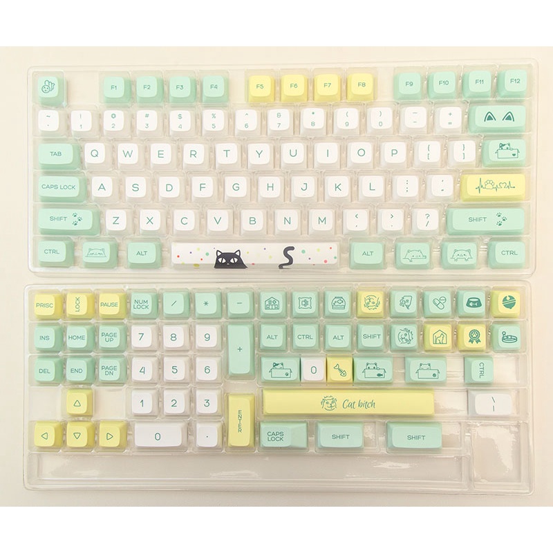 con mèo kỳ lạ keycaps XDA profile Dye-Sublimation PBT keycap 131 phím