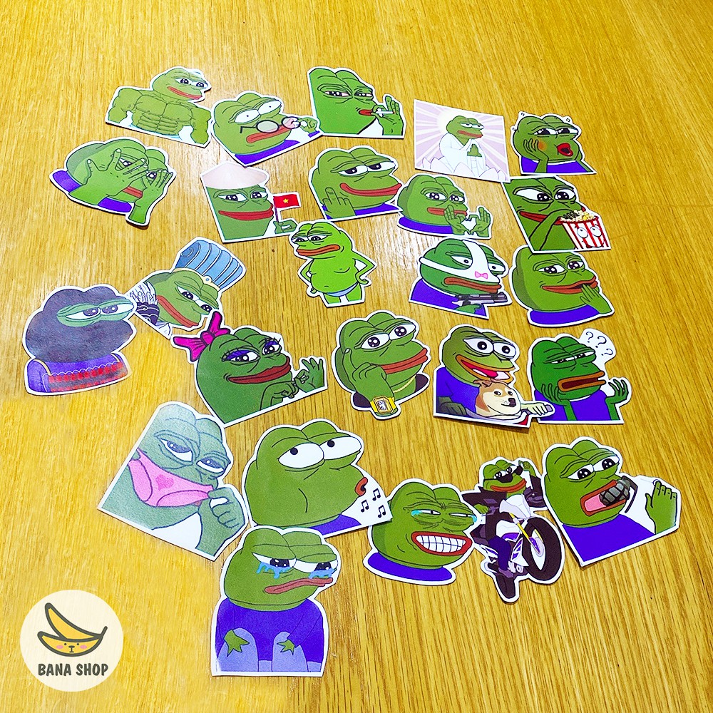 Set 25 sticker ếch xanh Pepe sad frog siêu bựa dành cho vozer