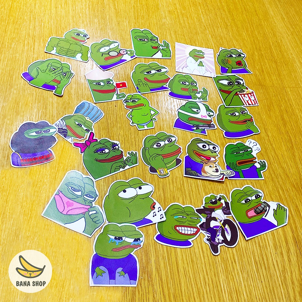 Set 25 sticker ếch xanh Pepe sad frog siêu bựa dành cho vozer NoBrand