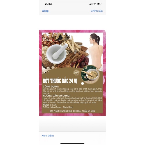 100gr bột tắm trắng handmade 24 vị