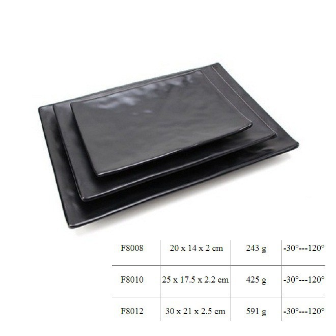 Dĩa Chữ Nhật Màu Đen Vân Đá Để Thịt Nướng BBQ Buffet 20*14*2cm F8008