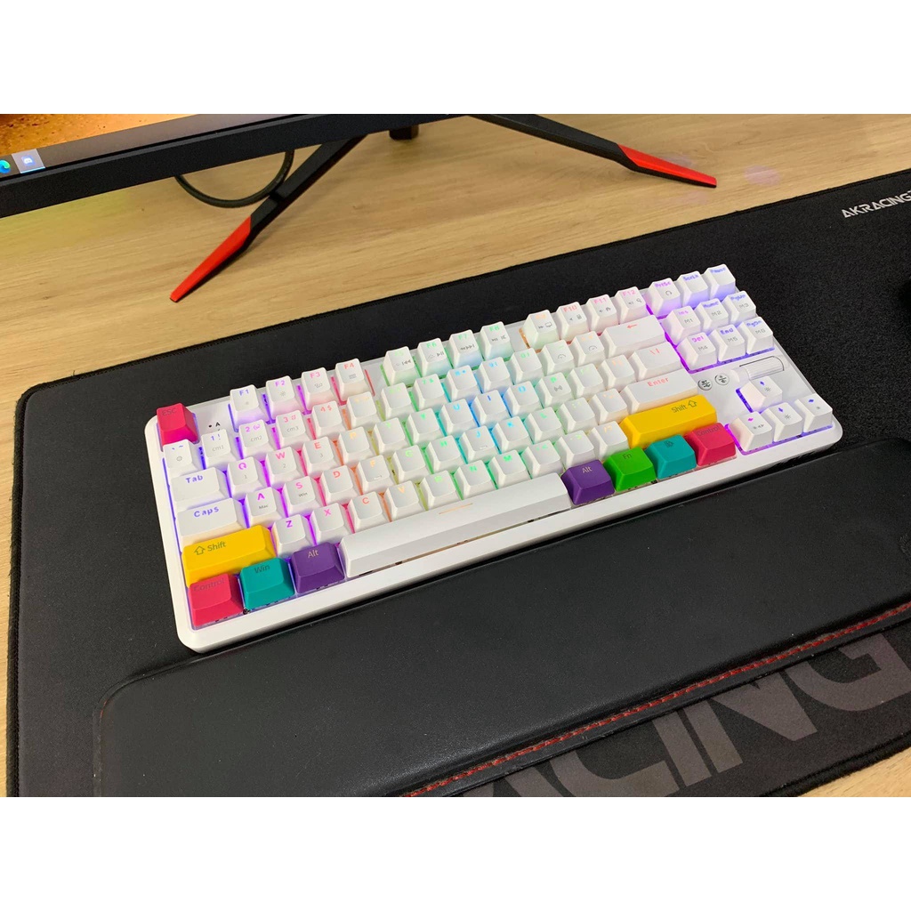Bàn phím cơ Ajazz K870T White RGB Bluetooth 5.0 - Hàng chính hãng