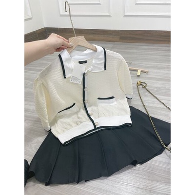 Sét bộ áo xốp tay bồng mix chân váy xoè