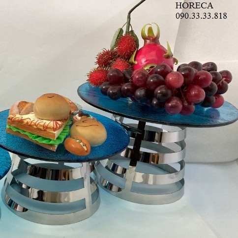 chân kệ trang trí trưng bày buffet, thức ăn, trái cây inox 1 tầng, không dĩa