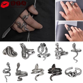 Nhẫn hở hình rắn phong cách punk cổ điển có thể điều chỉnh kích cỡ thời trang