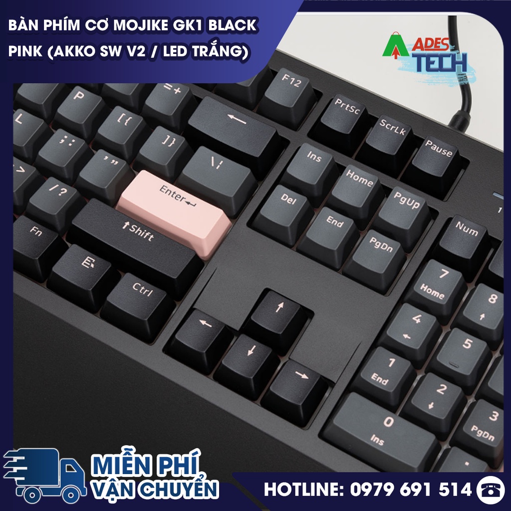 Bàn phím cơ Mojike GK1 Black Pink  | Bảo hành 12 tháng