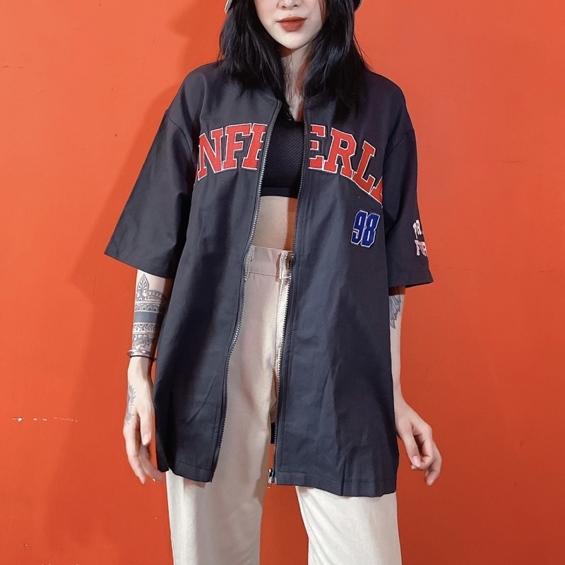 Áo khoác bóng chày chất liệu kaki chữ thêu xịn sò