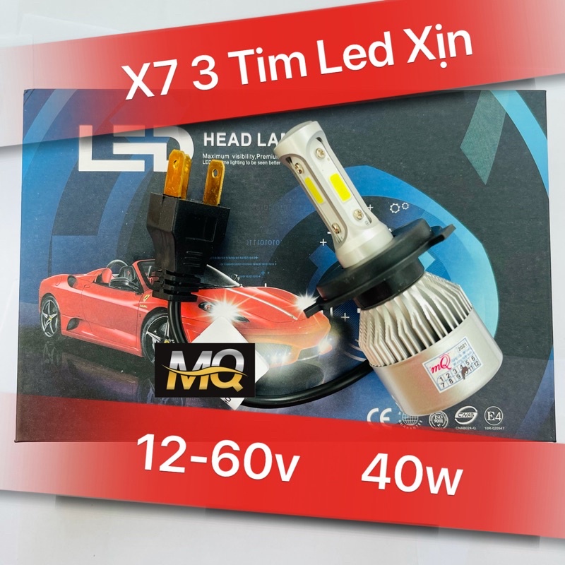 ĐÈN PHA LED C6 3 TIM LED H4 (GIÁ 1 BÓNG) M02H