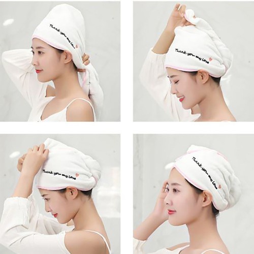 Khăn Quấn Tóc Siêu Thấm Nước - Khăn Lau Trùm Đầu Lau Khô Tóc Thông Minh Tiện Lợi Cho Chị Em