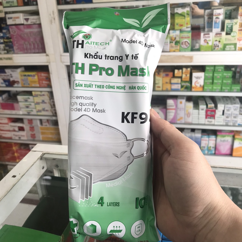 Khẩu trang 4D/ KF94 4 lớp kháng khuẩn cao cấp Màu trắng -Bịch 5 cái  Giá bán lẻ 1 cái
