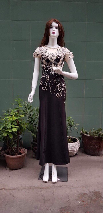 Đầm maxi body dạ hội kết hoa nổi và kim sa TRIPBLE T DRESS- size M/L/XL (kèm ảnh thật) MS28Y