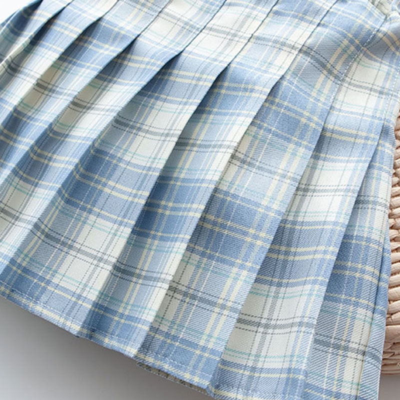 Fashion 4-12 Years Children Girls College Style Student Performance Pleated Plaid Skirts Bottoms