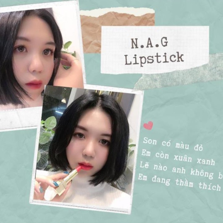 Son lì NAG Lipstick hai màu đỏ cam, đỏ ruby sang trọng cho đôi môi mềm, quyến rũ - N.A.G Beauty