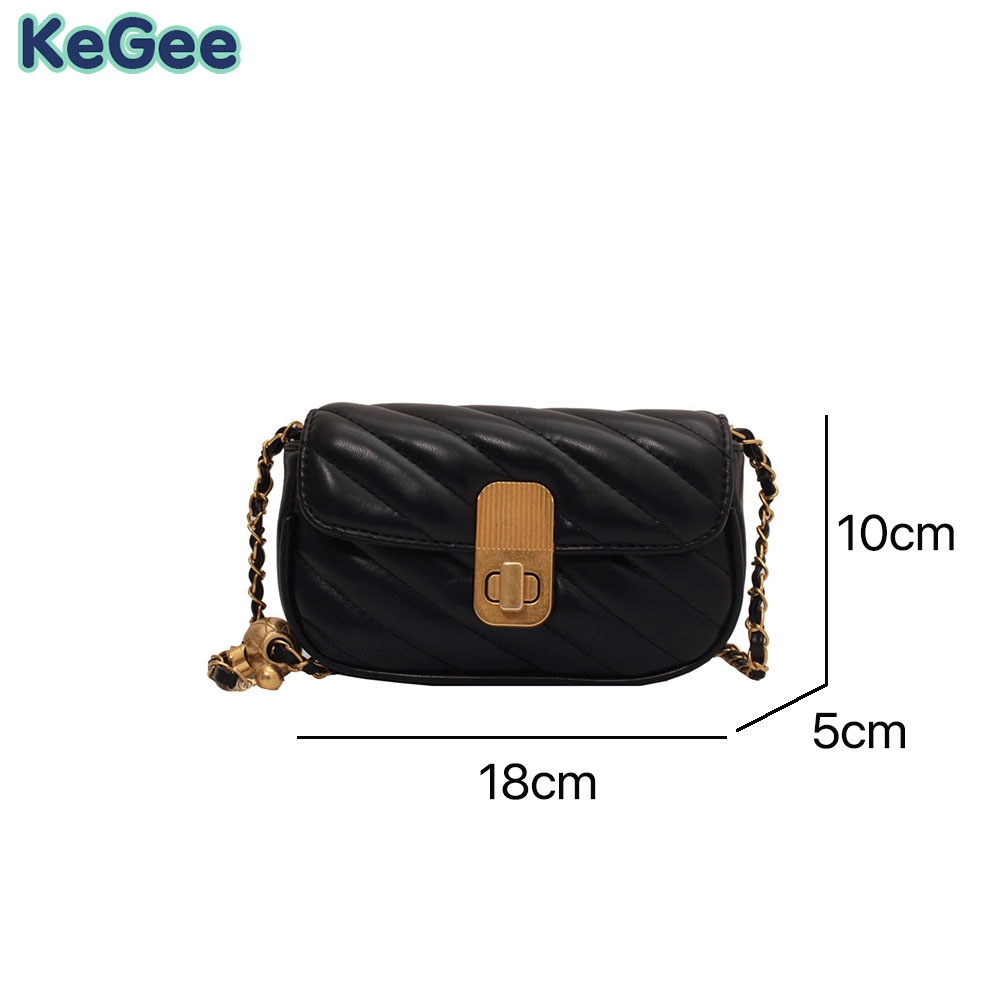 Túi xách nữ KeGee Túi Đeo Chéo Mini Da PU Phối Dây Xích Thời Trang Hàn Quốc Sang Trọng Cho Nữ