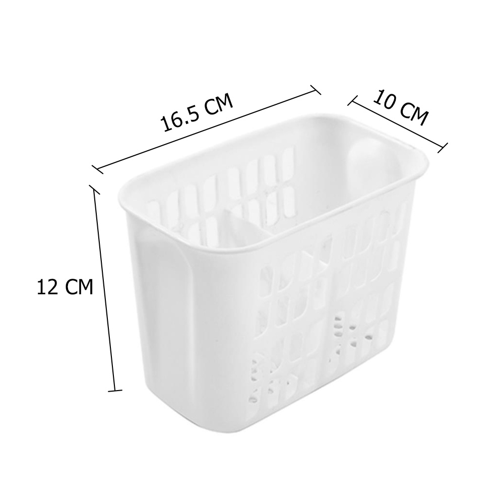 Homebase JCJ Giá để dao nĩa đồ dùng nhà bếp hình vuông 2 ngăn bằng nhựa 1190 Thái Lan W16.5xD10xH12 Cm màu trắng