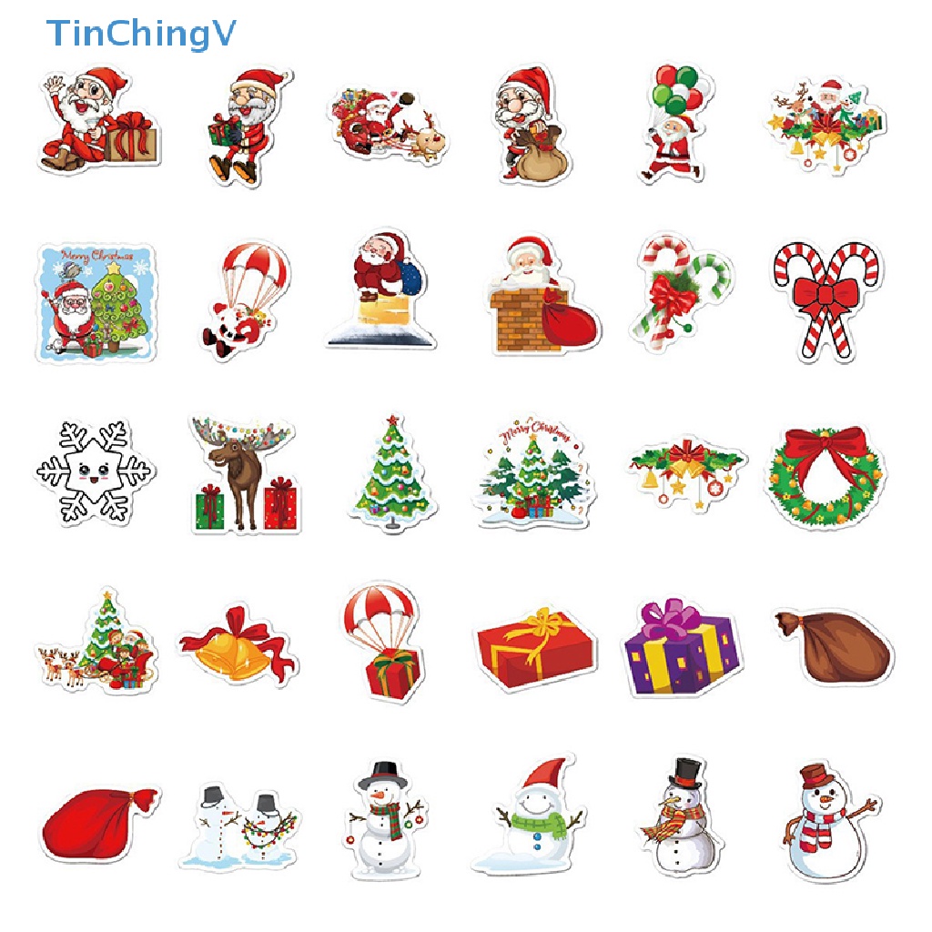 1 Bộ Sticker Dán Trang Trí Giáng Sinh Hình Ông Già Noel Và Bông Tuyết Hoạt Hình