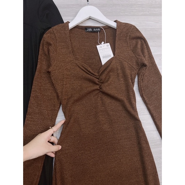 VN861 - VÁY BODY LEN TĂM CỔ U NHÚN NGỰC
