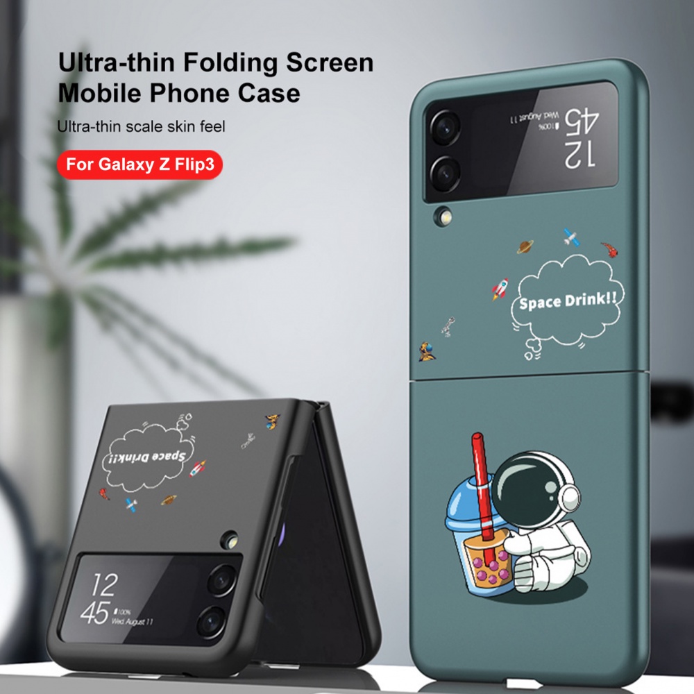 Ốp điện thoại PC chống sốc in hình phi hành gia hoạt hình cho Samsung Z Flip 3 5G