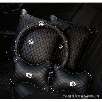 Bộ Gối Tựa Đầu Ô Tô Hình Vương Miện Đệm Đai Dây An Toàn Trang Trí Xe Hơi - Vương Miện