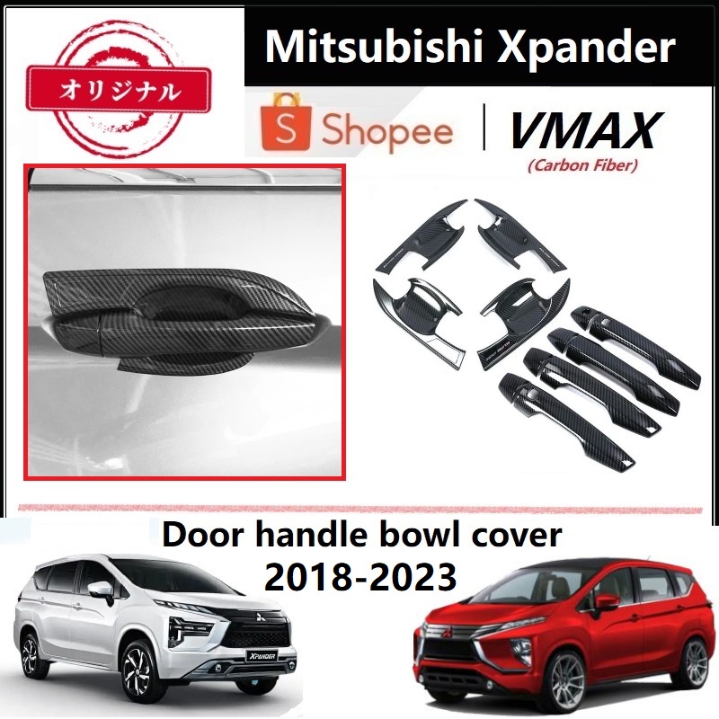 Dành Cho Mitsubishi Xpander Sợi carbon Họa Tiết Cửa Xe Tay Cầm Bát Bao Phụ Kiện Xe Hơi Cho Mitsubish