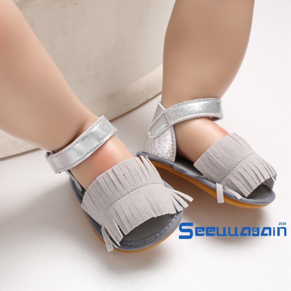 Sandal đế mềm tua rua dễ thương cho bé gái 0-18 tháng tuổi