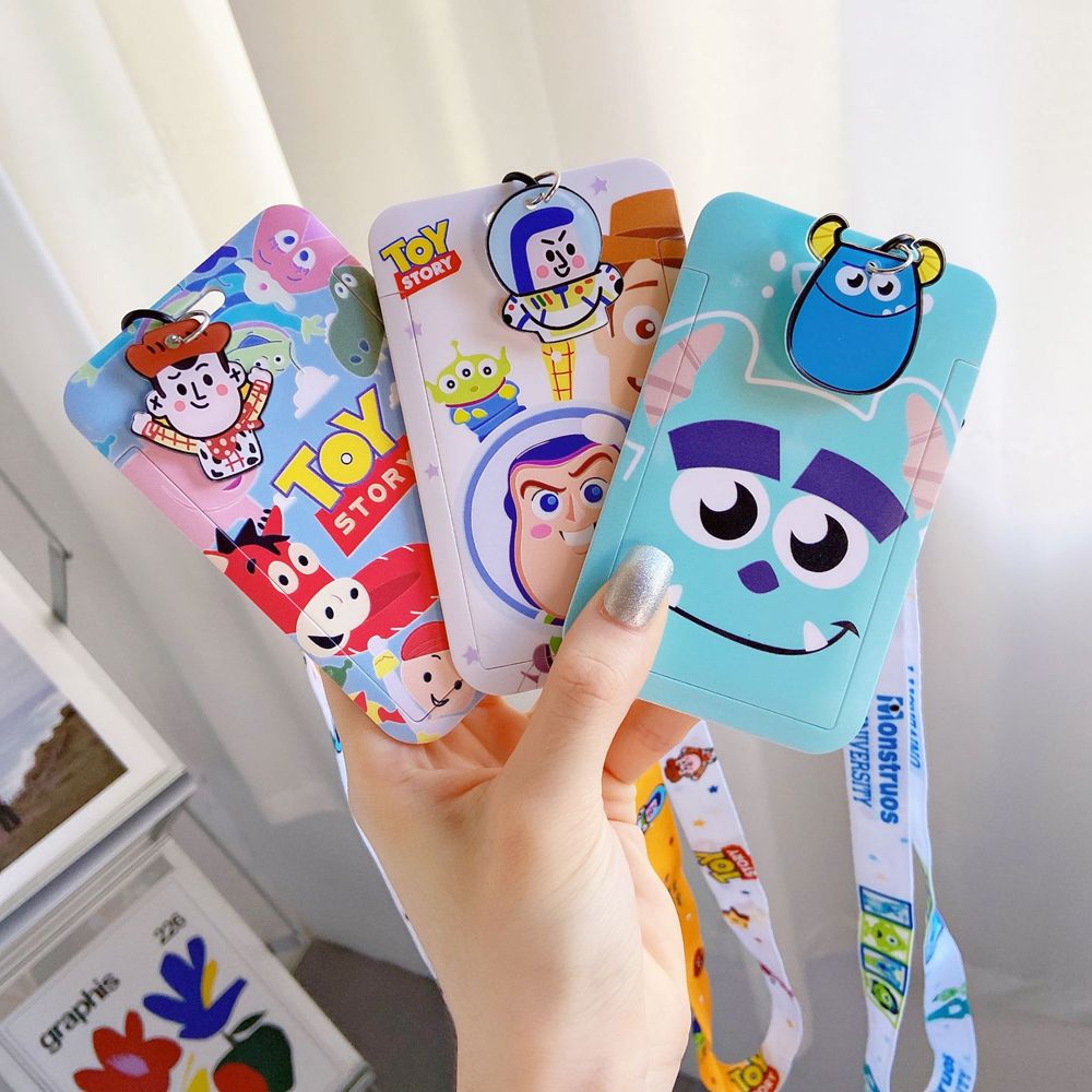 Túi đựng thẻ ID/ thẻ xe buýt in hình dễ thương kèm dây đeo cho học sinh