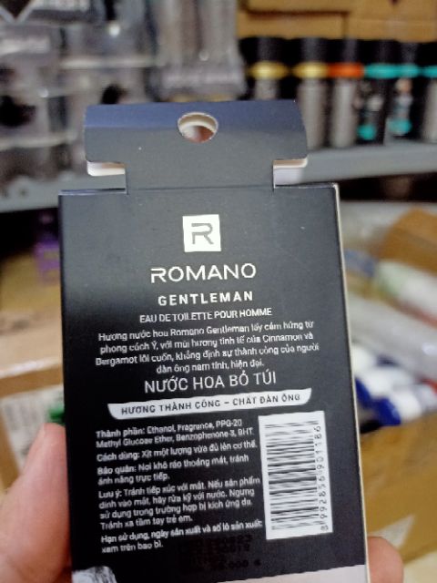 Nước hoa bỏ túi hàng khuyến mãi Romano Classic . Gentleman vip 17ml/hộp