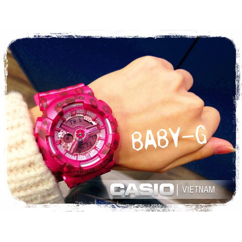 ĐỒNG HỒ NỮ CASIO BABY-G BA-110LP-4ADR Dây nhựa hồng- Mặt đồng hồ kim kết hợp điện tử Sành điệu